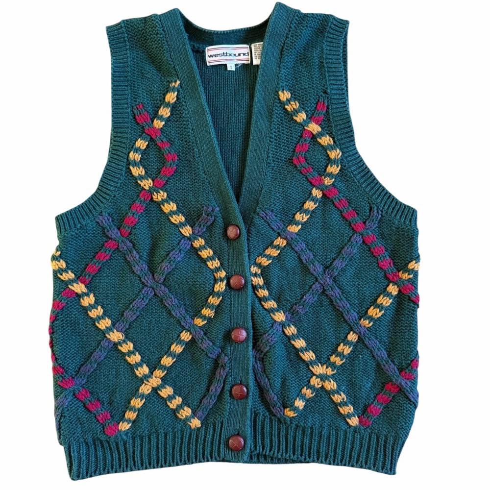 Vintage 80s westbound‎ argyle sweater vest size small